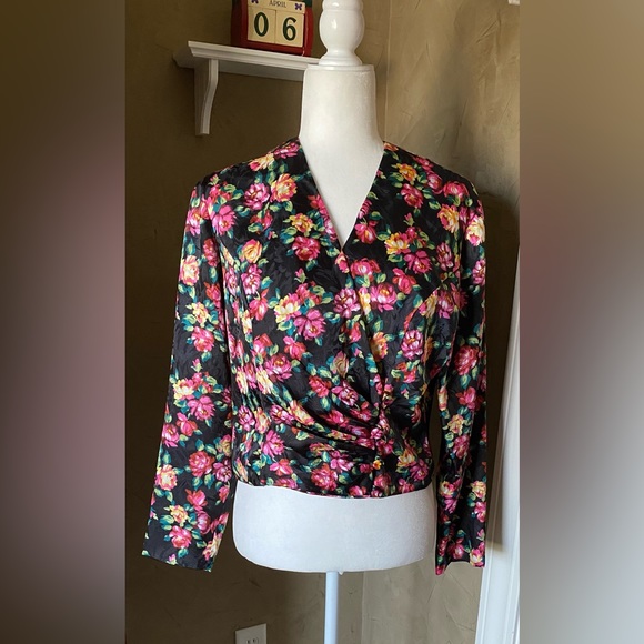 Vintage Pat Orgenti butique 80s Floral Print Blouse/Blazer Button Down Women’s - Picture 1 of 13